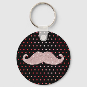 Llavero Gracioso patrón de puntos Polka de Mustache Bling