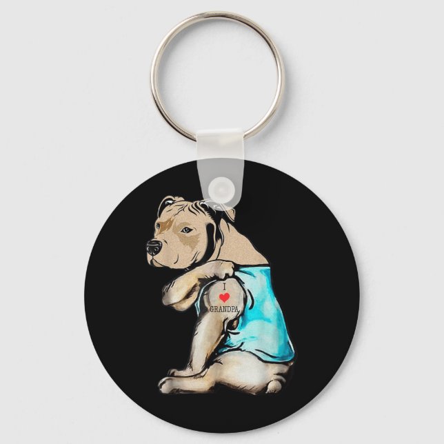 Llavero Gracioso perro Pitbull Amo Abuelo Tattoo Funny Gra (Anverso)