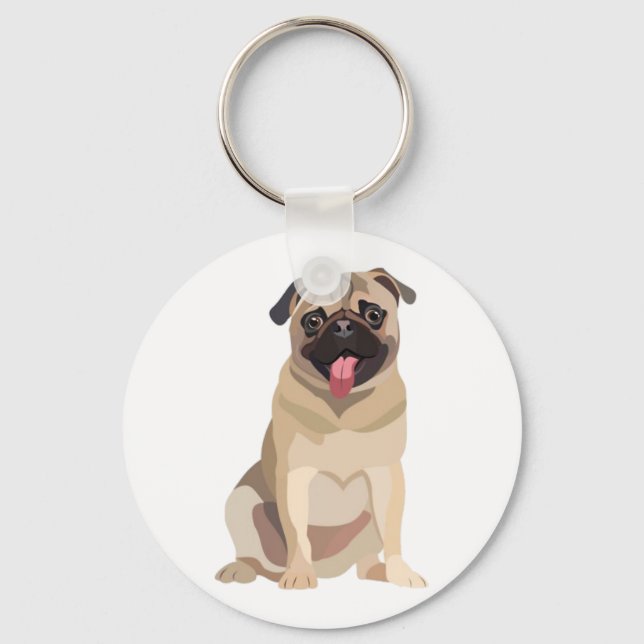 Llavero Gracioso Perro Pug Pet Lover | Regalo Para El Aman (Anverso)
