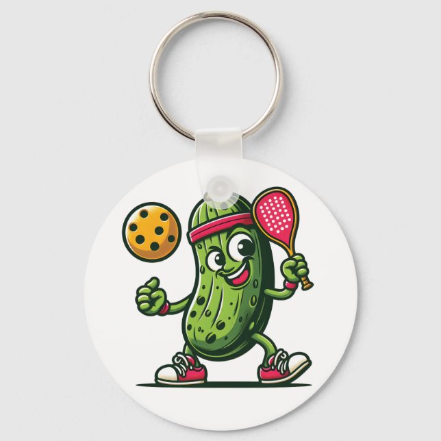 Llavero Gracioso pickle jugando pickleball (Anverso)