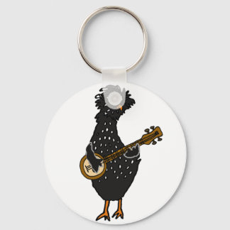 Llavero Gracioso pollo polaco tocando arte banjo