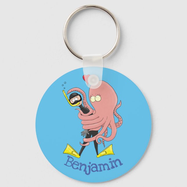 Llavero Gracioso pulpo abrazos buceo humor personalizado (Anverso)
