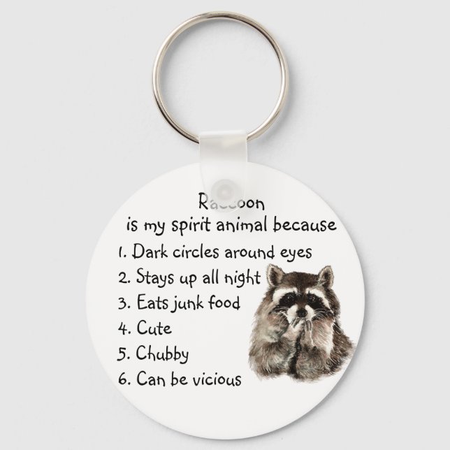 Llavero Gracioso Raccoon Spirit Animal Humor Cute acuarela (Anverso)