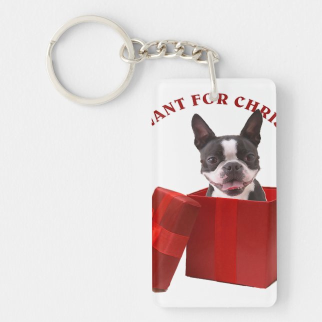 Llavero Gracioso regalo de Boston Terrier para los amantes (Frente)