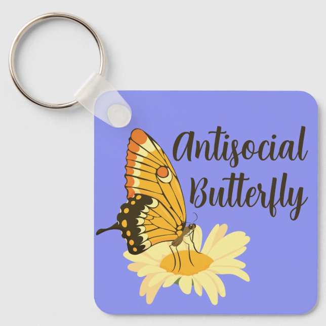 Llavero Gracioso regalo para Mariposa Antisocial Introvert (Anverso)