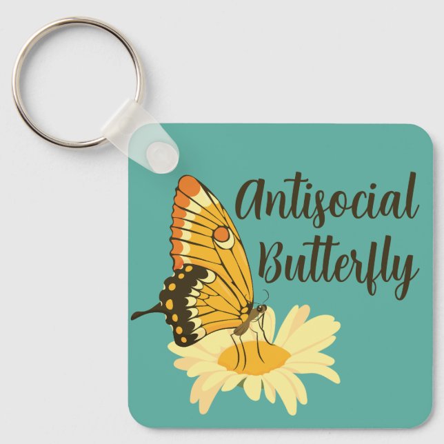 Llavero Gracioso regalo para Mariposa Antisocial Introvert (Anverso)