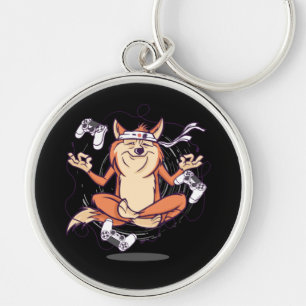 Llavero Gracioso Shiba Inu Perro Yoga Gamer
