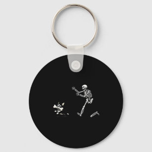 Llavero Gracioso Skeleton persiguiendo a la perrera de Hal