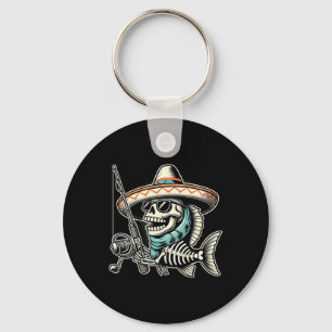 Llavero Gracioso Skeleton Pescado Sombrero Equipo de Pesca