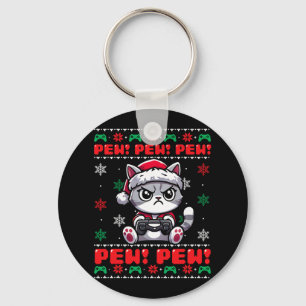 Llavero Gracioso videojuego Cat Gamer Pew Navidades a niño