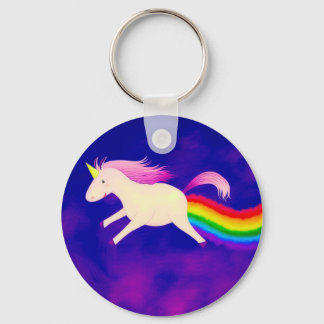 Llavero Gracioso volando Unicornio en un arcoiris