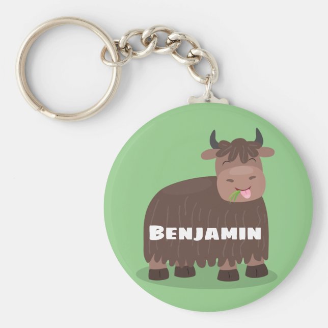 Llavero Gracioso yak feliz comiendo hierba personalizado i (Frente)