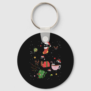 Llavero Graciosos gatos negros Santa Hat Árbol de Navidad