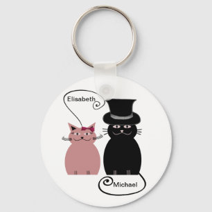 Llavero graciosos lindos personalizados gatos adoran parej