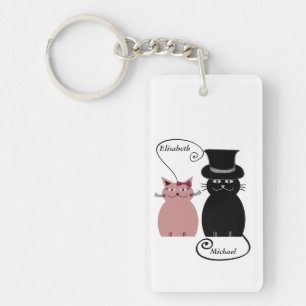 Llavero graciosos lindos personalizados gatos adoran parej