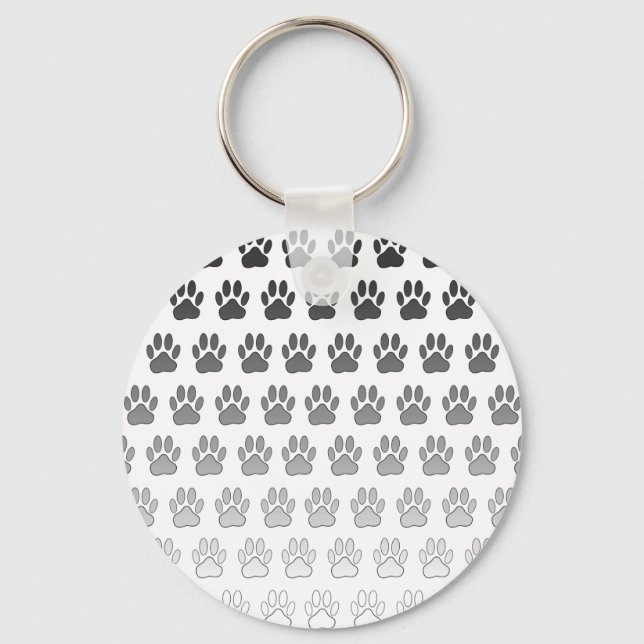 Llavero Gradient Paw Prints in Black & White & Gray (Anverso)