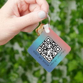 Llavero Gradiente de código QR de negocio Monogramado
