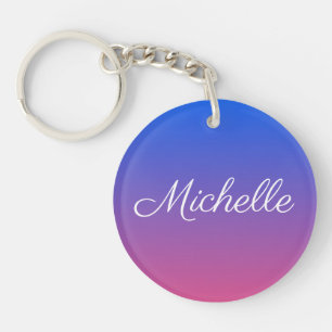 Llavero Gradiente de color azul y rosado personalizado