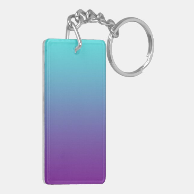 Llavero Gradiente de Fondo Simple Turquesa Azul Púrpura (Atrás Izquierda)