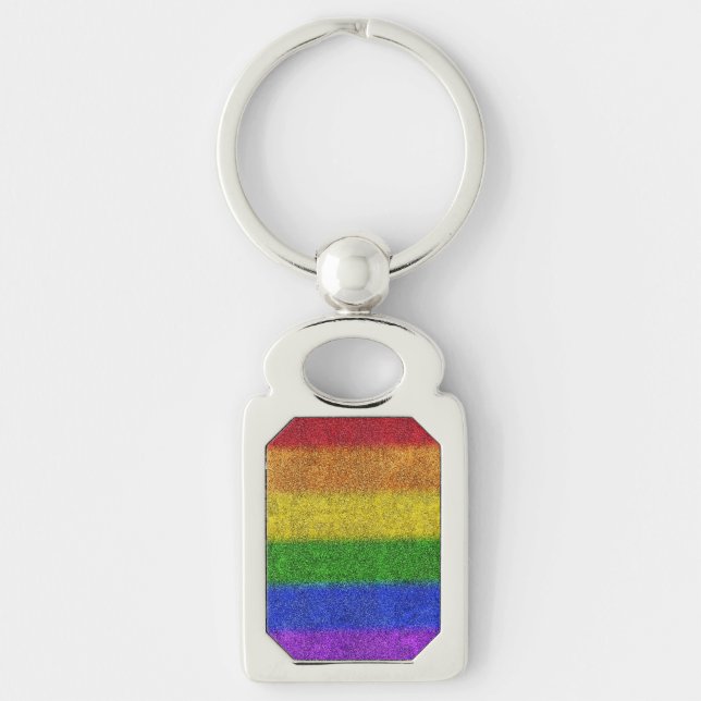 Llavero Gradiente de Purpurina de arcoiris caído (Anverso)