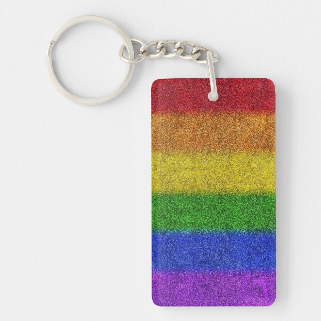 Llavero Gradiente de Purpurina de arcoiris caído (Frente)