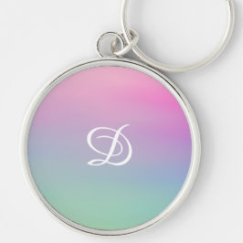 Llavero Gradiente giratorio rosa simple inicial