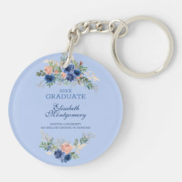 Llavero Graduación de Boho en rosa de Rubor azul de la mar