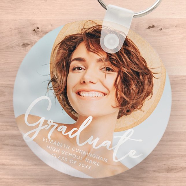 Llavero Graduación de escritura simple moderna foto de gra (Subido por el creador)