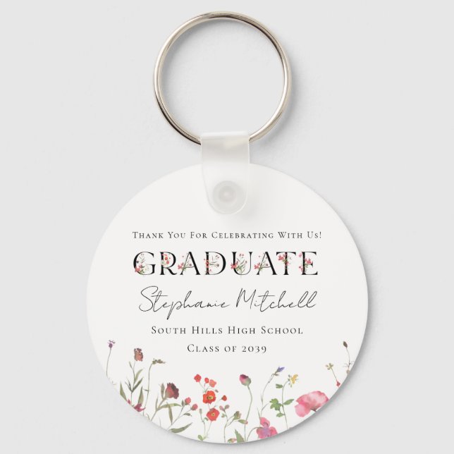 Llavero Graduación de Flor Silvestre Elegante (Anverso)