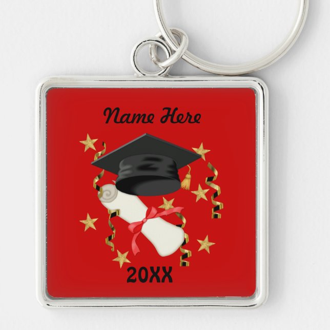 Llavero Graduación de Mortero Azul y Diploma (Frente)