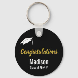 Llavero Graduación de oro y blanco negro personalizado