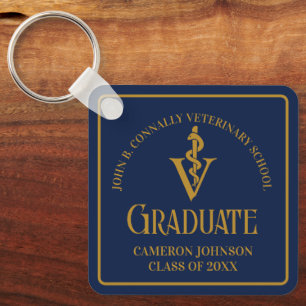 Llavero Graduación en la Escuela Veterinaria de Oro Azul d