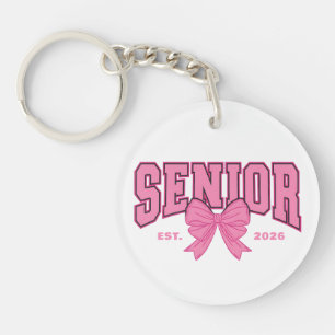 Llavero Graduación Femenina Coqueta Senior 2026 Lazo Rosa