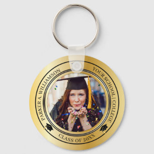 Llavero Graduación Foto Oro Tone Grad Clase Año