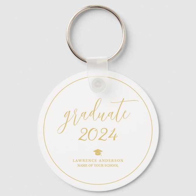 Llavero Graduación minimalista de guión dorado 2024 (Anverso)