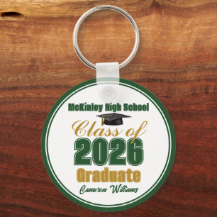 Llavero Graduación Personalizada en Verde y Dorado Clase 2