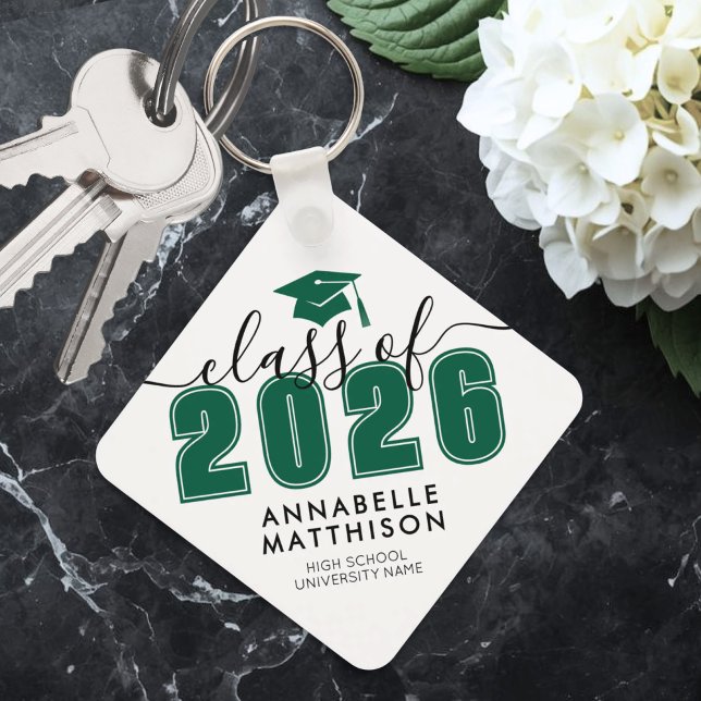 Llavero Graduación Verde Graduada (Graduate Green Graduation keychain)