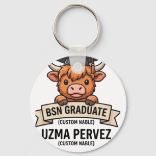 Llavero Graduada Enfermera Vintage Lavanda Vaca Highland 2