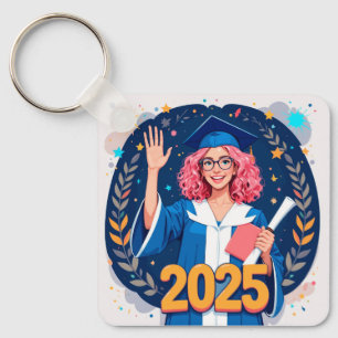 Llavero Graduado Alegre de 2025 Celebrando Logro