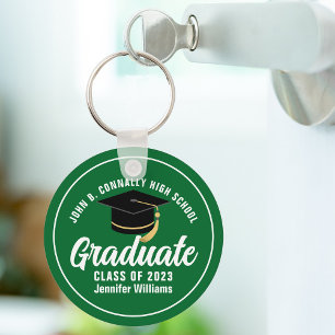 Llavero Graduado blanco verde Personalizado moderno 2025 G