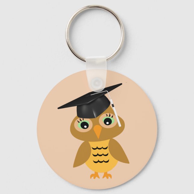 Llavero Graduado de búho inteligente (Anverso)