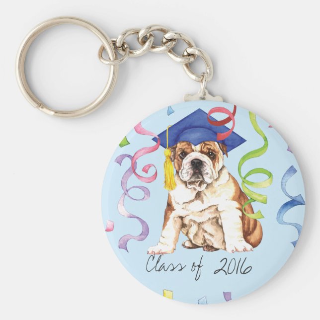 Llavero Graduado de bulldog (Frente)