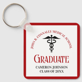 Llavero Graduado de la Escuela de Medicina Negra Roja Keep