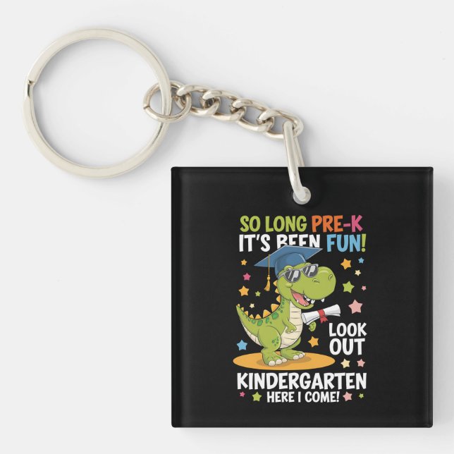 Llavero Graduado de Pre K Kinder Dinosaurio T Rex (Frente)