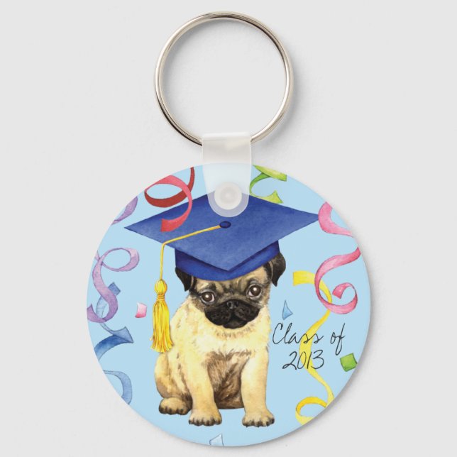 Llavero Graduado de pug (Anverso)