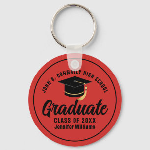 Llavero Graduado negro rojo personalizado 2025