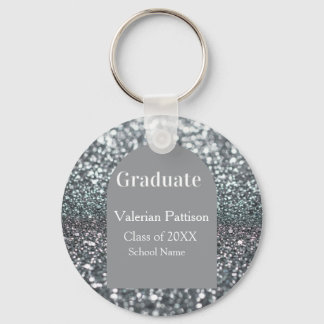 Llavero Graduate silver gray glitter arch shape name year