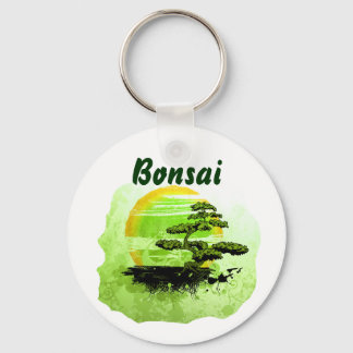 Llavero Gráfica Bonsai Vintage , Versión Verde con texto