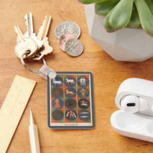 Llavero Gráfica celestial vintage, azodiaca astrológica, 1