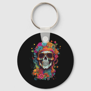 Llavero Gráfica de Hippy Skull Groovy Halloween Adolescent